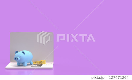 The Piggy bank and coins for earn or Business concept 3d Rendering. The Piggy bank and coins for earn or Business concept 3d Rendering. 127471264
