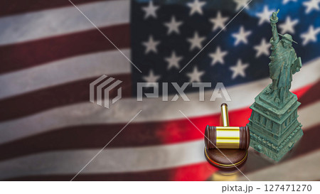 The Statue of liberty and barbed wire on America flag 3d Rendering. The Statue of liberty and barbed wire on America flag 3d Rendering. 127471270