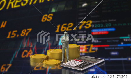 The Man and calculator for Business concept 3d Rendering. The Man and calculator for Business concept 3d Rendering. 127471301