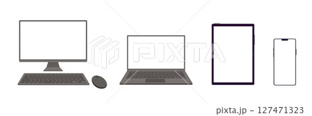 正面から見た電子機器のイラストセット 正面から見た電子機器のイラストセット 127471323