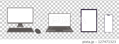 正面から見た電子機器のイラストセット 正面から見た電子機器のイラストセット 127471323