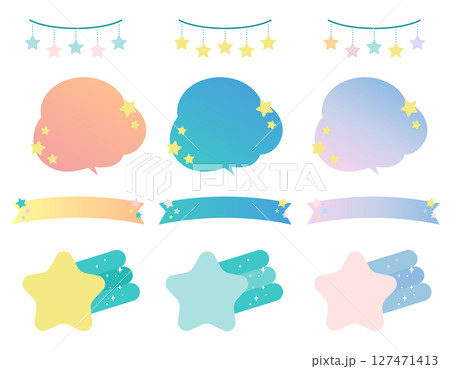 星のあしらいセット 吹き出し リボン フレーム 127471413