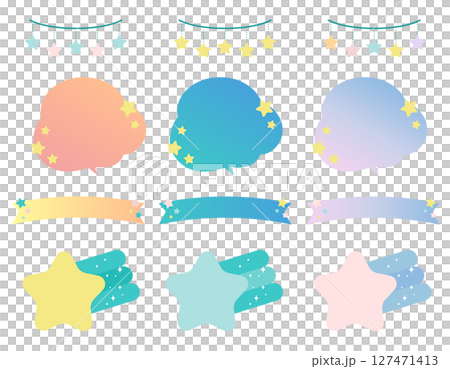 星のあしらいセット 吹き出し リボン フレーム 127471413