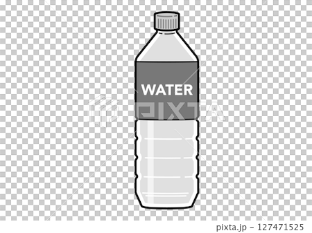 500ミリリットルペットボトルのミネラルウォーターのイラスト　正面 127471525