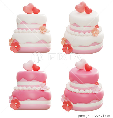 Wedding Cake 3D Cartoon Style Icon Wedding Cake 3D Cartoon Style Icon 127471556