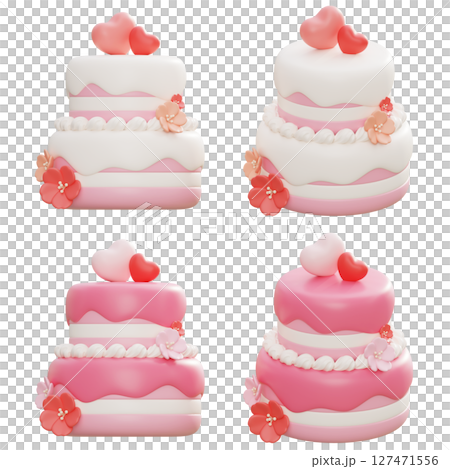 Wedding Cake 3D Cartoon Style Icon 127471556