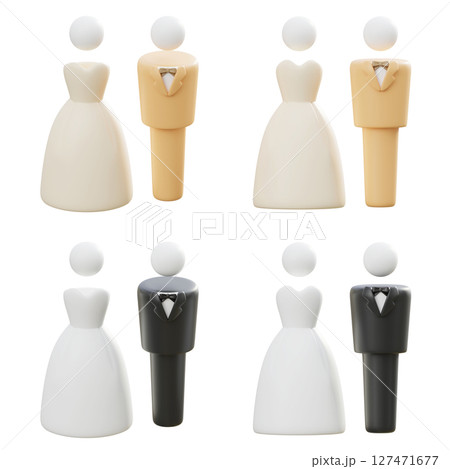 Bridal and Groom figure Cartoon Style 3D Icon Bridal and Groom figure Cartoon Style 3D Icon 127471677
