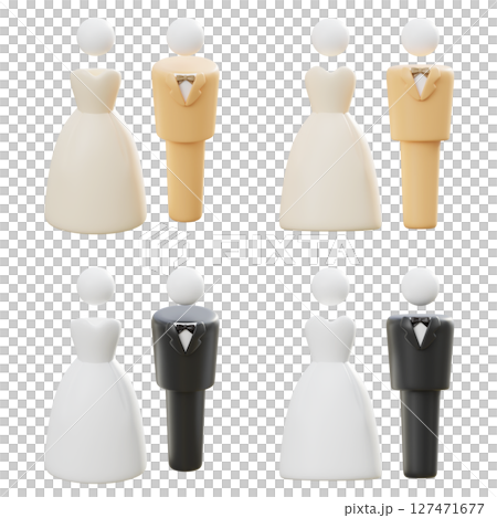 Bridal and Groom figure Cartoon Style 3D Icon Bridal and Groom figure Cartoon Style 3D Icon 127471677