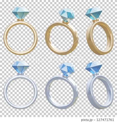 Diamond Wedding engagement Ring 3D Graphic 127471761