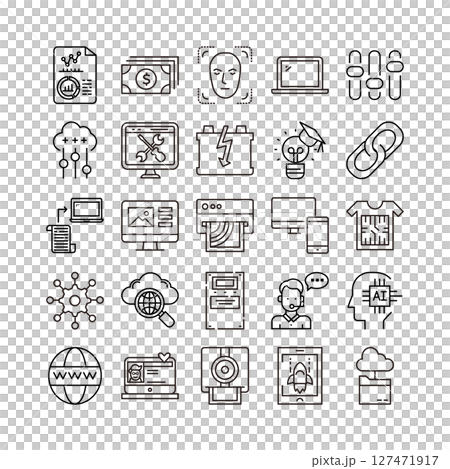 device artificial intelligence technology icon set 127471917