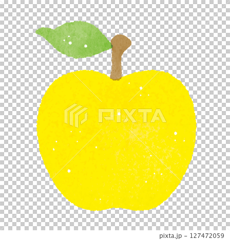 Cute yellow apple with leaves Cute yellow apple with leaves 127472059