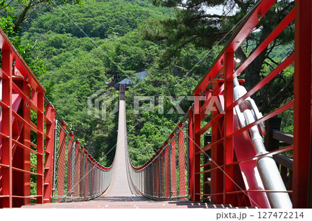【韓国/坡州市】ソウル近郊 カマク山の赤い吊り橋 127472214