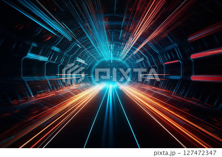 高速通信をイメージした光の流れ 127472347
