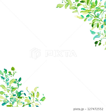 水彩画。水彩タッチの初夏草木イラスト。草木のベクターイラスト。エコ。森林。 127472552