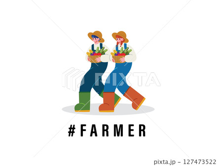 野菜を運ぶ男女 127473522