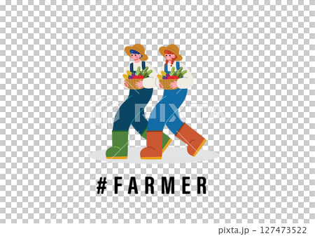 野菜を運ぶ男女 127473522