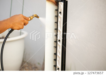 air conditioning cleaning service with water spray air conditioning cleaning service with water spray 127473657