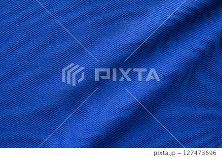 Blue sports clothing fabric football shirt jersey texture Blue sports clothing fabric football shirt jersey texture 127473696