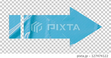 Light blue crumpled paper arrow isolated on transparent background 127474122