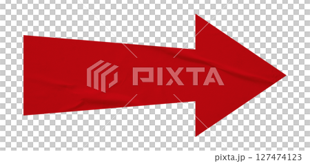 Red crumpled paper arrow isolated on transparent background Red crumpled paper arrow isolated on transparent background 127474123