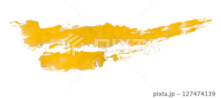 yellow watercolor background. Artistic hand paint. Isolated on transparent background. 127474139