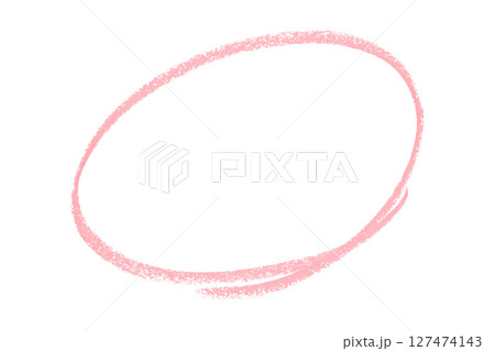 Pink pencil highlight circle mark isolated on transparent background 127474143