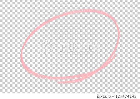 Pink pencil highlight circle mark isolated on transparent background 127474143