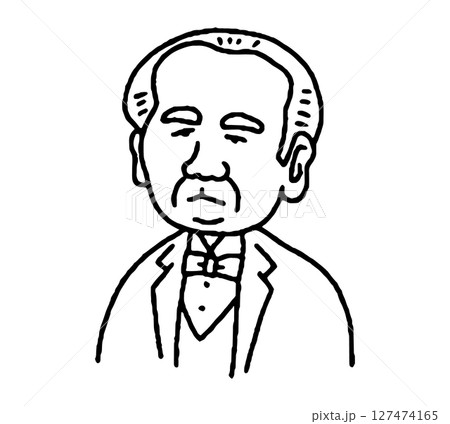 明治時代に活躍した男性の手描きイラスト 127474165