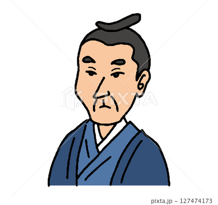 江戸時代に活躍した男性の手描きイラスト 127474173