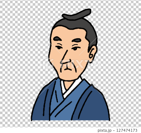 江戸時代に活躍した男性の手描きイラスト 127474173