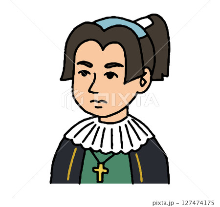 江戸時代に活躍した男性の手描きイラスト 127474175