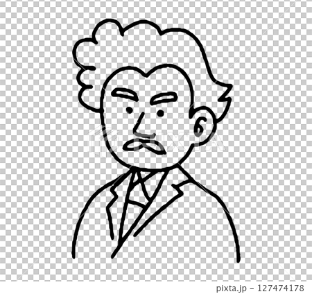 Hand-drawn illustrations of men active during the Meiji period 127474178