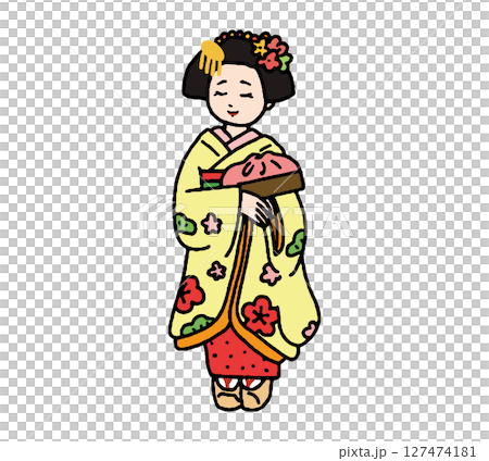 手繪插圖的可愛舞妓 手繪插圖的可愛舞妓 127474181