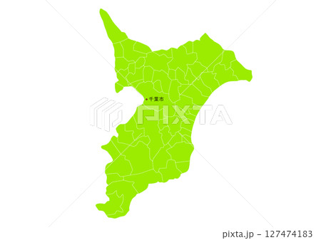 千葉県の行政区分付き地図 127474183