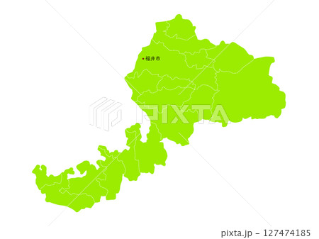 福井県の行政区分付き地図 127474185