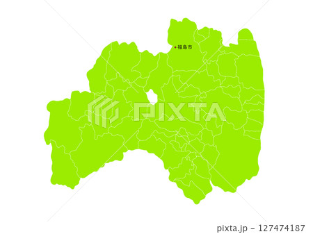 福島県の行政区分付き地図 127474187