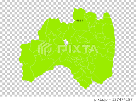 福島県の行政区分付き地図 127474187