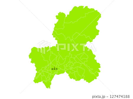 岐阜県の行政区分付き地図 岐阜県の行政区分付き地図 127474188