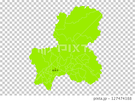岐阜県の行政区分付き地図 岐阜県の行政区分付き地図 127474188