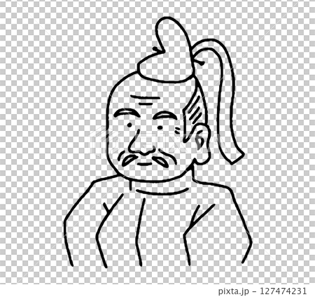 Hand-drawn illustration of the first Shogun of the Edo Shogunate 127474231