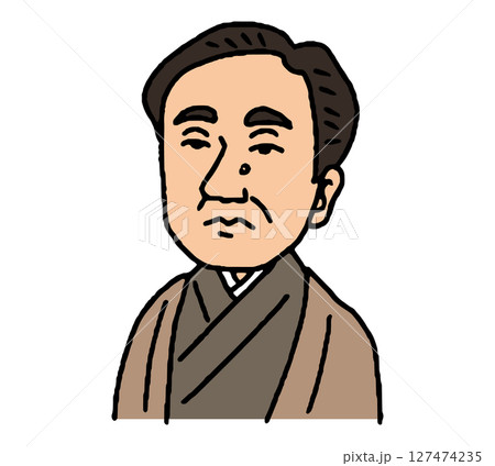 明治時代に活躍した男性の手描きイラスト 127474235