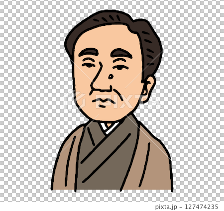 明治時代に活躍した男性の手描きイラスト 127474235