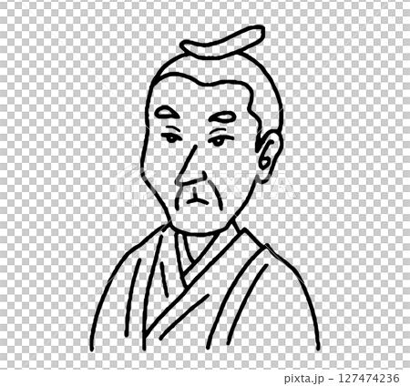 江戸時代に活躍した男性の手描きイラスト 127474236