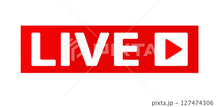 Button, icon or sign with the inscription LIVE and the start video button 127474306