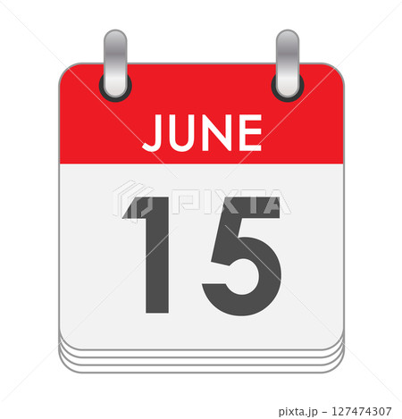 JUNE 15. A leaf of the flip calendar with the date of JUNE 15 127474307