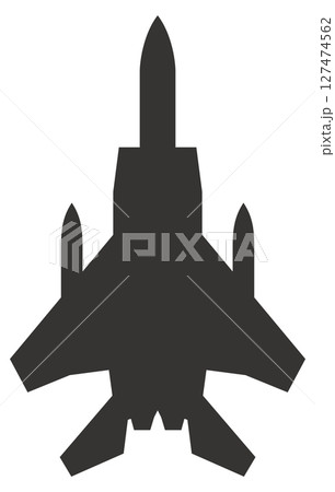 下から見た戦闘機のシルエットのイメージイラスト 127474562