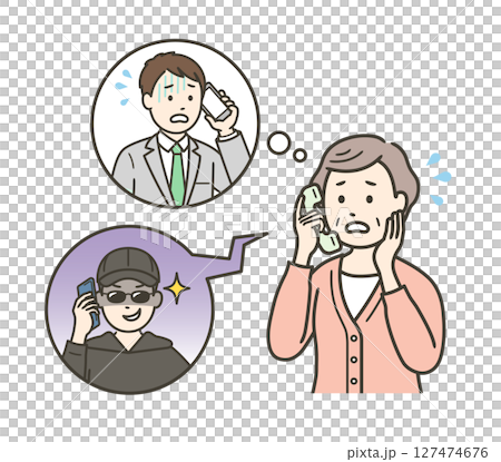 一位老婦人擔心銀行轉帳詐騙和「我就是我」詐騙，因為她沒有註意到電話。 127474676