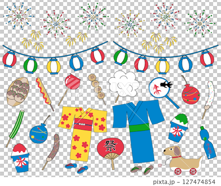 夏祭り イラストセット 夏祭り イラストセット 127474854