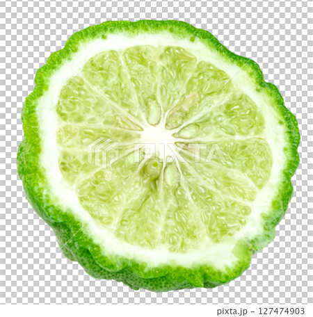 fresh bergamot fruit half isolated on white background 127474903