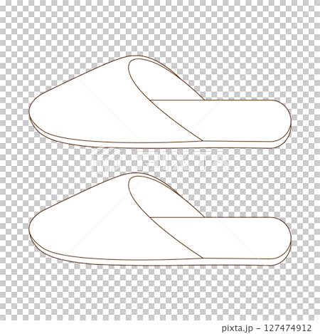 Simple line drawing of slippers sideways 127474912